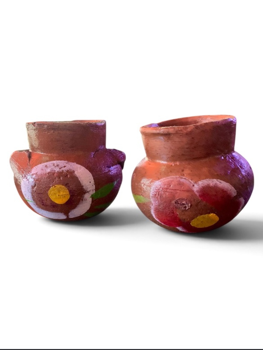 Hand-Painted Terracotta Flower Pots - Red